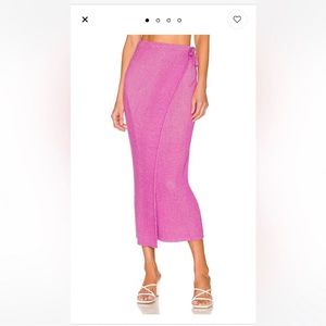 Free People Purple Pink Knit Wrap Midi Skirt Size XS NWT